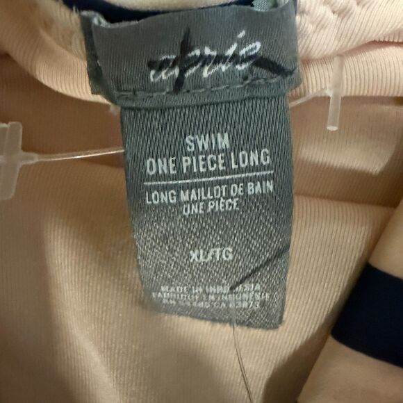 Aerie‎ Super Scoop One Piece NWOT Navy Pink Stripe High Cut Swimwear XL - Picture 4 of 5